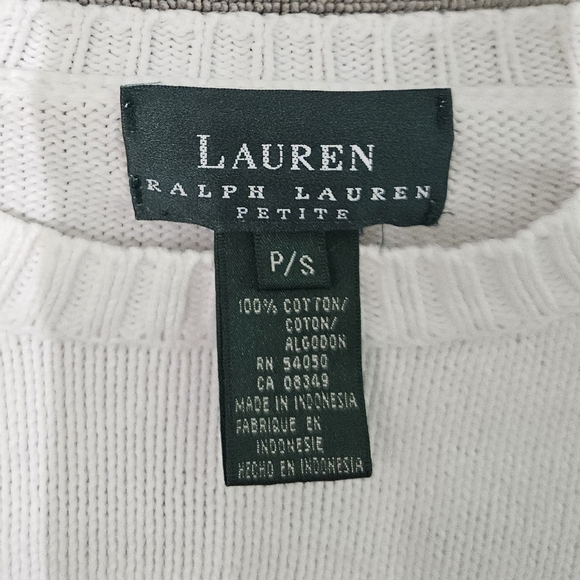 Lauren Ralph Lauren Classic Cotton Crewneck White Long Sleeve Sweater Sm Petite - Picture 6 of 7